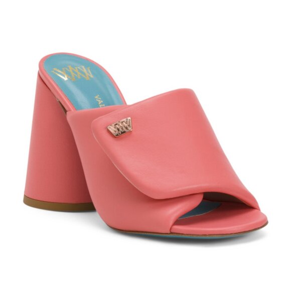 VALENTINA RANGONI Made In Italy Leather Titta Slide On Heeled Sandals